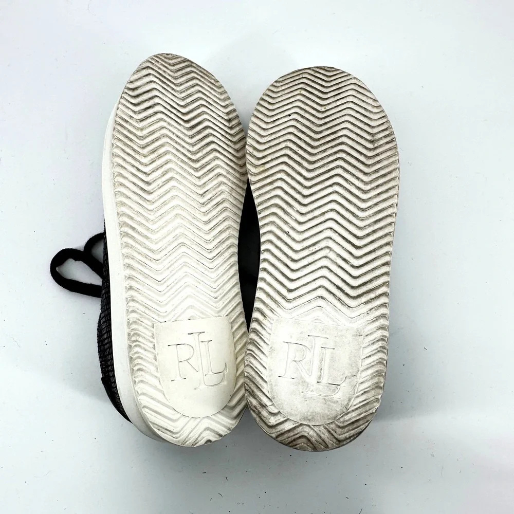 Lauren‎ Ralph Lauren Angeline Woven Sneakers Womens 6 Black Platform Low Top